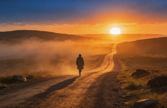 dreamina-2026-05-26-8012-A lone person walking on a long (1)